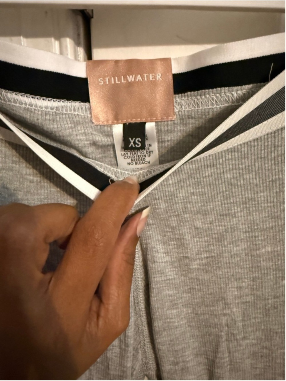 Women's STILLWATER Gray & White Ribbed Pajama Leggings XS - Picture 3 of 4